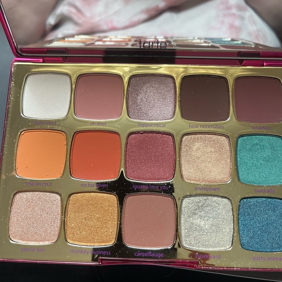 Tarte unleashed palette few colors swatched in box with mascara. - Picture 3 of 9